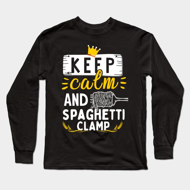 Keep Calm And Spaghetti Clamp Long Sleeve T-Shirt by PlayfulPrints